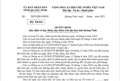 Dự thảo: Quy định về dạy thêm, học thêm trên địa bàn tỉnh Quảng Ninh